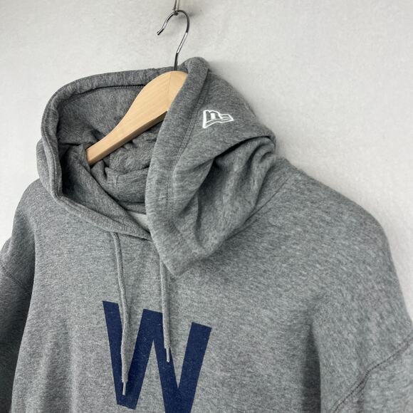 CHICAGO CUBS Hoodie Adult XL NEW ERA Fly the W Flag MLB Fleece Sweatshirt Gray - Picture 8 of 16